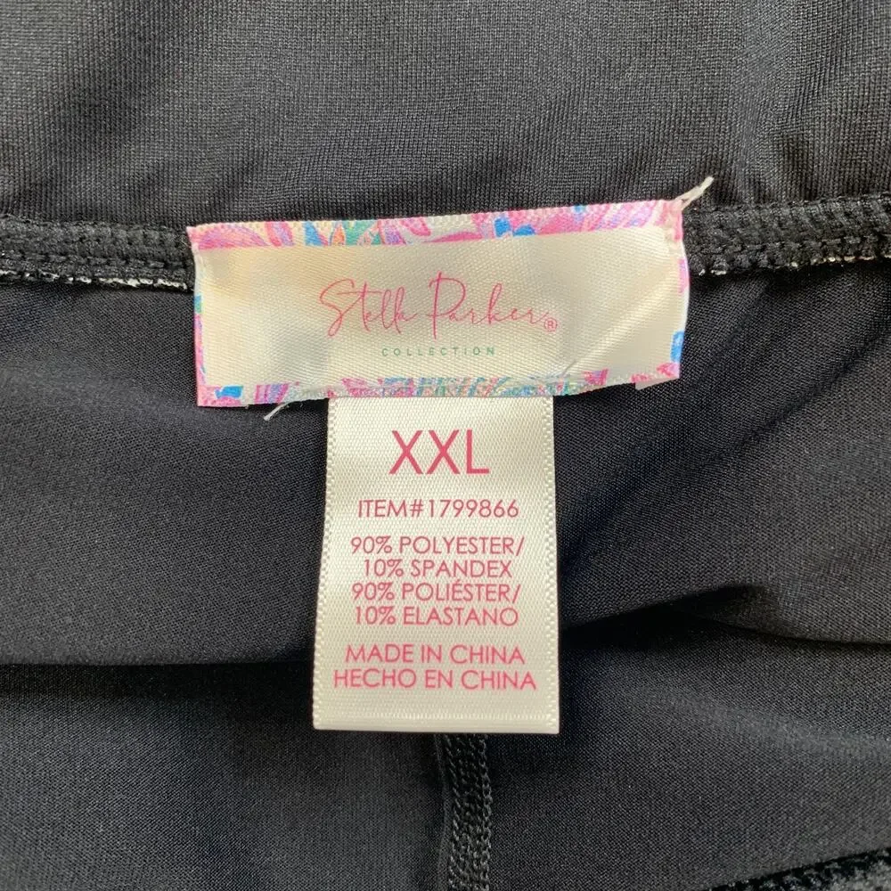 Stella Parker Skort Womens 2XL Black White Floral Trim Side Slit Pull On Lined